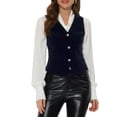 thumbnail image 1 of DARING DIVA Women's Vintage Velvet Vest Button Down Steampunk Waistcoat XS Dark Blue, 1 of 6