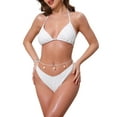 thumbnail image 1 of DARING DIVA Women's Waffle Knit Textured Halter Bikini Set Small White, 1 of 6