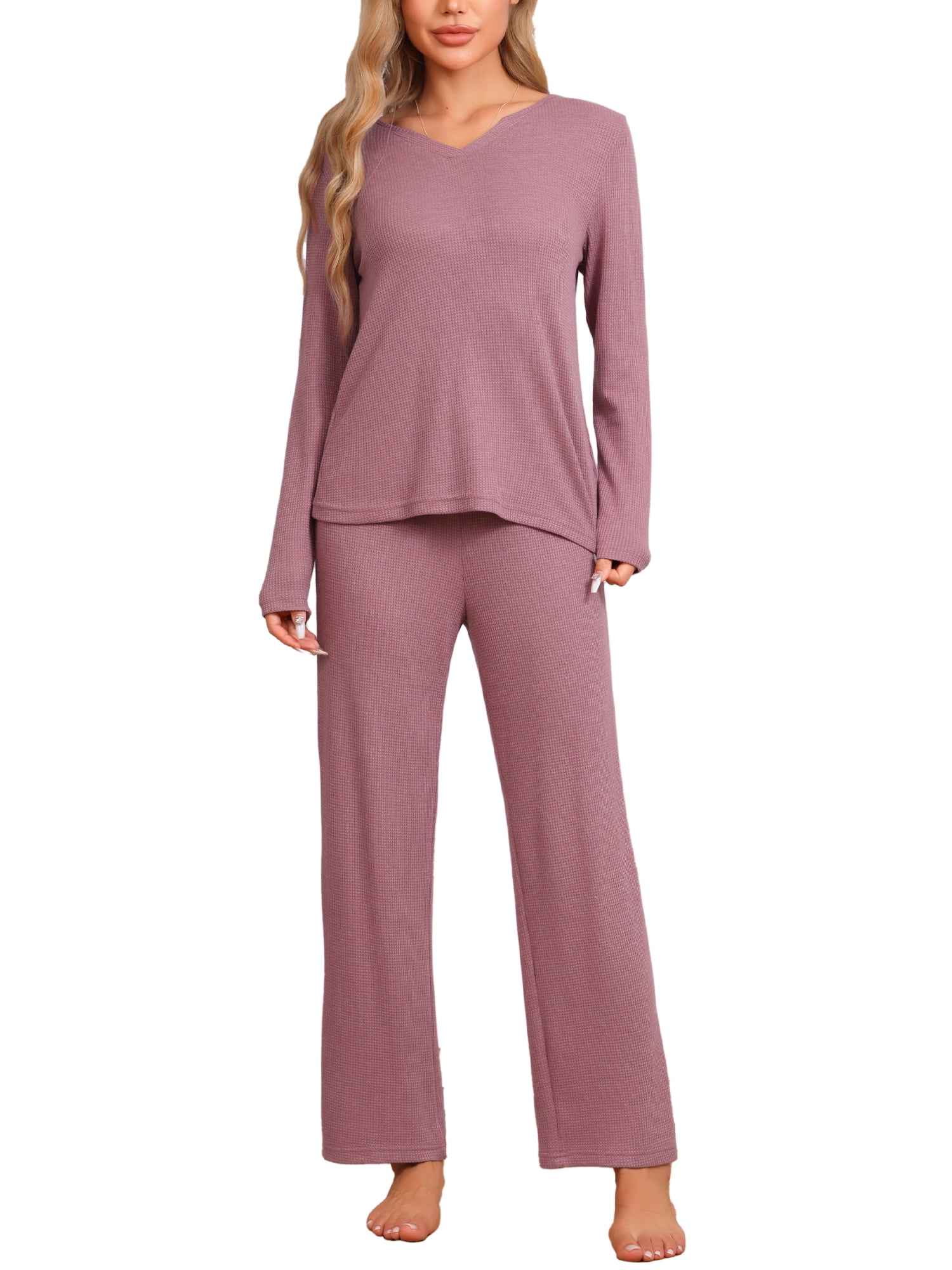 DARING DIVA Women's Waffle Soft Fall Winter Pajamas Sets S Red