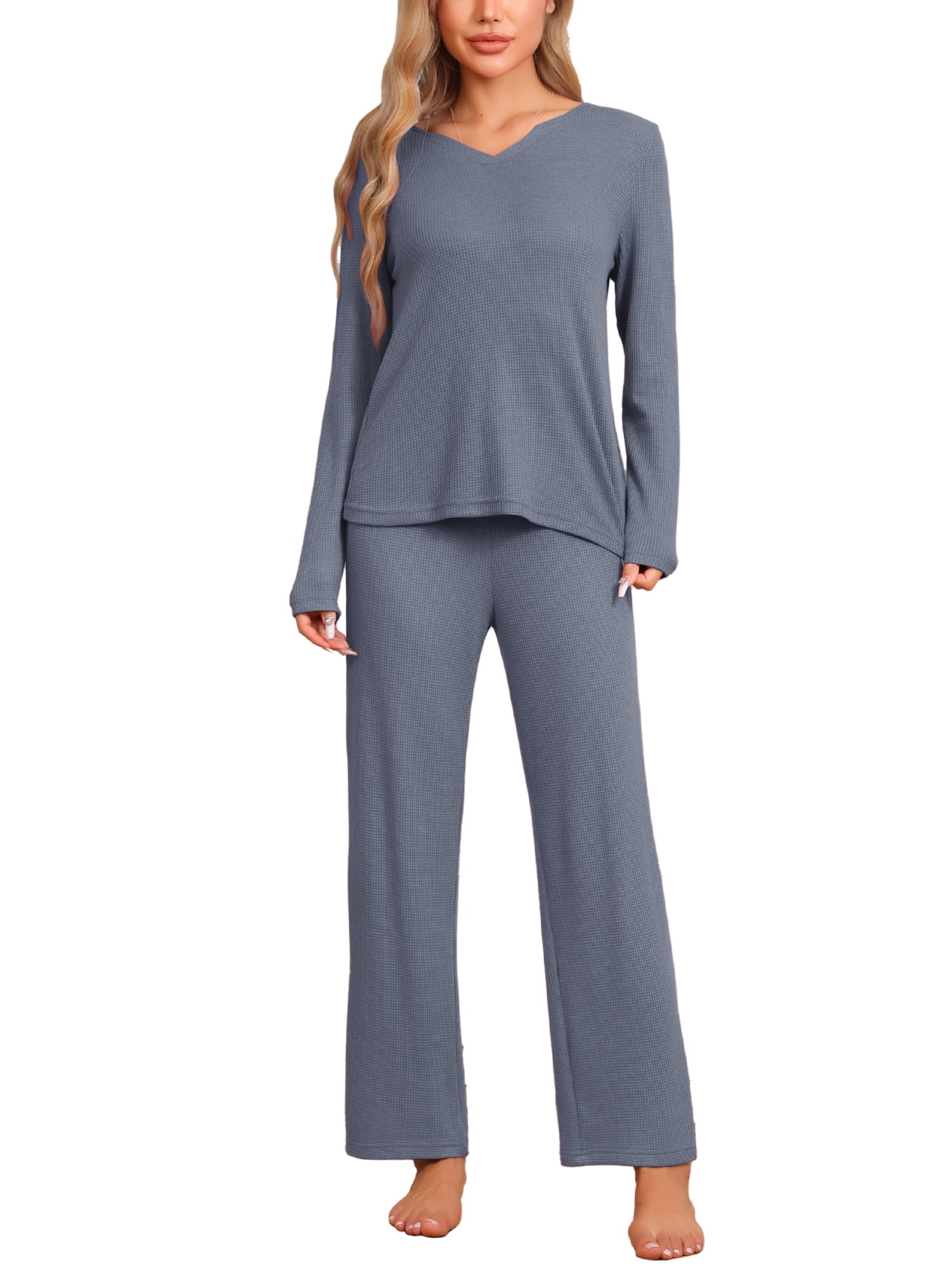DARING DIVA Women's Waffle Soft Fall Winter Pajamas Sets XS Blue