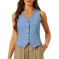 thumbnail image 1 of DARING DIVA Women's Waistcoat V Neck Crop Top Summer Vest S Light Blue, 1 of 6