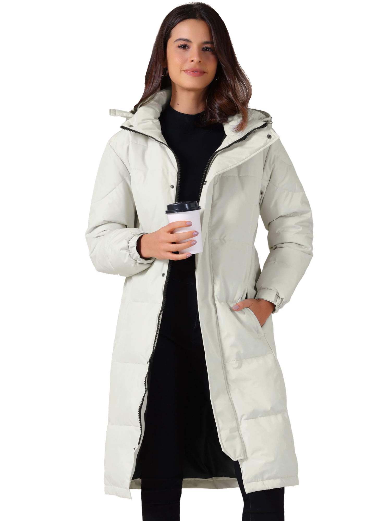DARING DIVA Women's Warm Parka Down Hooded Outwear Thicken Puffer Coat 2XL White