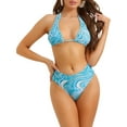 thumbnail image 1 of DARING DIVA Women's Water Ripple Bikini Sets, 2 Pieces High Waist Swimwear XS Blue, 1 of 6