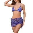 thumbnail image 1 of DARING DIVA Women's Water Ripples Colorblock Halter Bikini Set Large Dark Purple, 1 of 6
