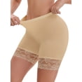 thumbnail image 1 of DARING DIVA Women's Wide Lace Trim Shorts Mid Thigh Slimme Underwear L Beige, 1 of 6
