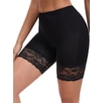 thumbnail image 1 of DARING DIVA Women's Wide Lace Trim Shorts Mid Thigh Slimme Underwear S Black, 1 of 6