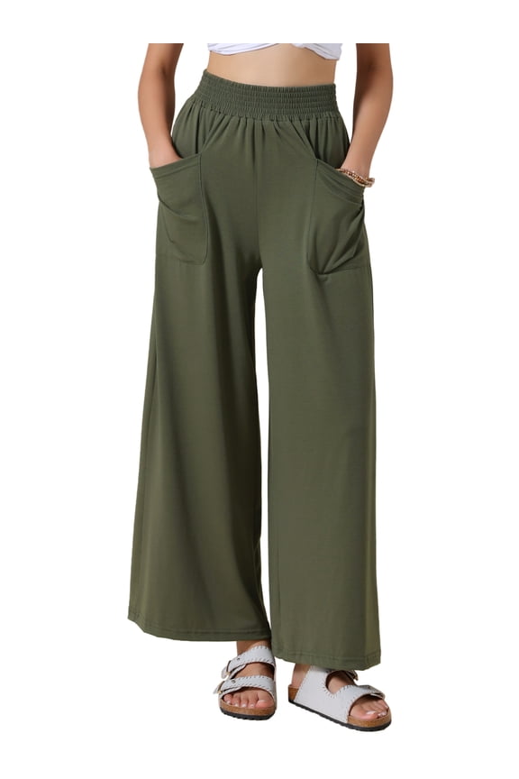 Women's Wide Leg Baggy Palazzo Casual Pant X-Large Green
