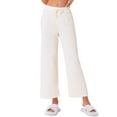thumbnail image 1 of DARING DIVA Women's Wide Leg High Waist Ribbed Knit Loungewear S White, 1 of 6