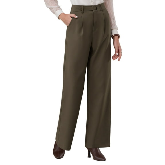 DARING DIVA Women's Wide Leg High Waisted Work  Trousers 2XL Brown