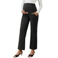 thumbnail image 1 of DARING DIVA Women's Wide Leg Over Belly Elastic Maternity Pants S Black, 1 of 7