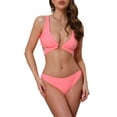 thumbnail image 1 of DARING DIVA Women's Wide Strap O Ring Cut Out Bikini Sets Medium Fluorescent Pink, 1 of 6