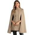 thumbnail image 1 of DARING DIVA Women's Winter Slit Sleeve Double Breasted Cloak Coat Khaki L, 1 of 6