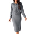 thumbnail image 1 of DARING DIVA Women's Winter Sweater Sets Cardigan and Midi Skirts S Grey, 1 of 5