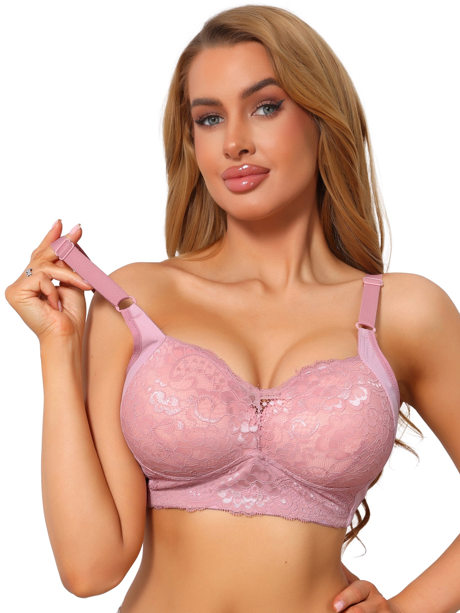 DARING DIVA Women's Wireless Push Up Soft Cup Breathable Full Coverage Bra B 40 Dusty Pink