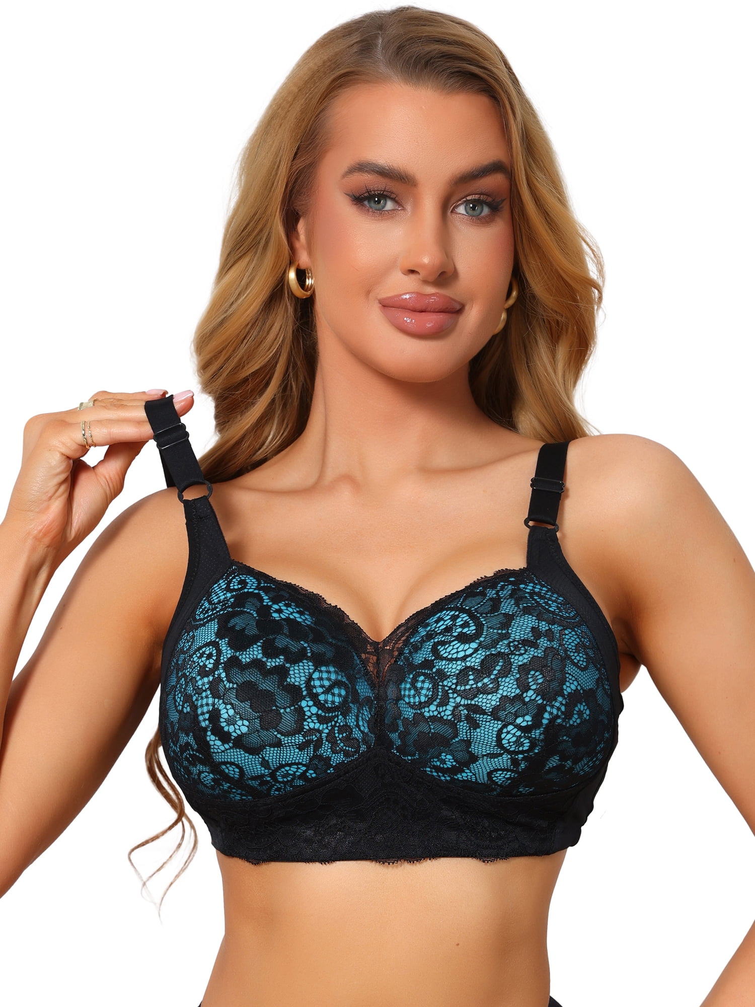 DARING DIVA Women's Wireless Push Up Soft Cup Breathable Full Coverage Bra D 44 Dark Green