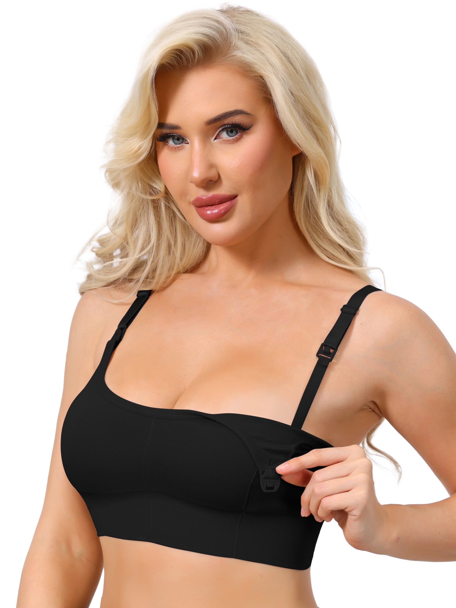 DARING DIVA Women's Wireless Push Up V Neck Maternity Bralettes XL Black