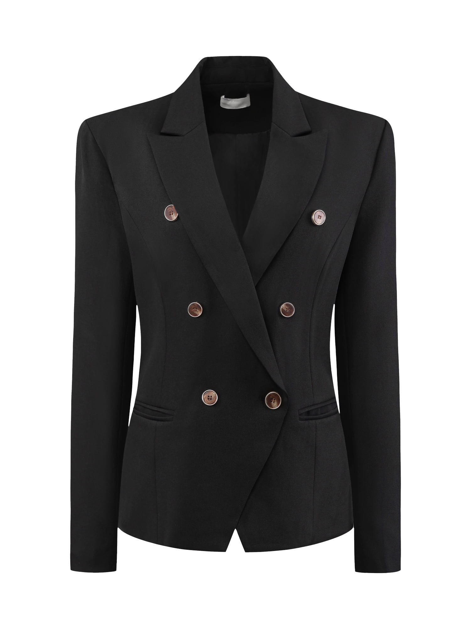 DARING DIVA Women's Work Blazer Notch Lapel Double Breasted Suit Jacket L Black