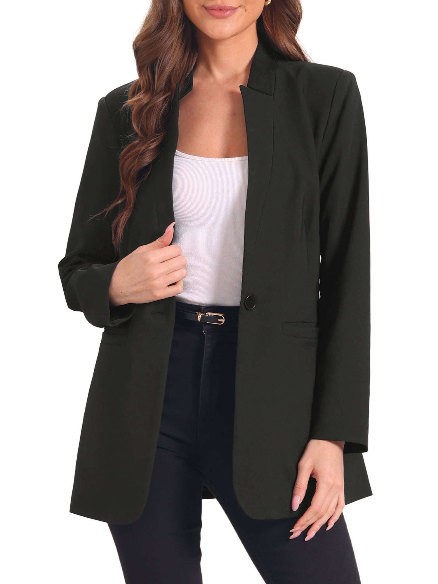 DARING DIVA Women's Work Blazers V Neck Outfits Jackets Blazer XS Black
