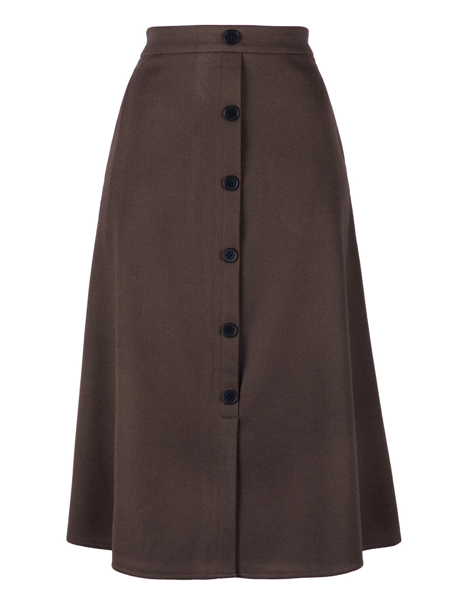 DARING DIVA Women's Work Midi High Waist Button Down Vintage Skirt XL Brown