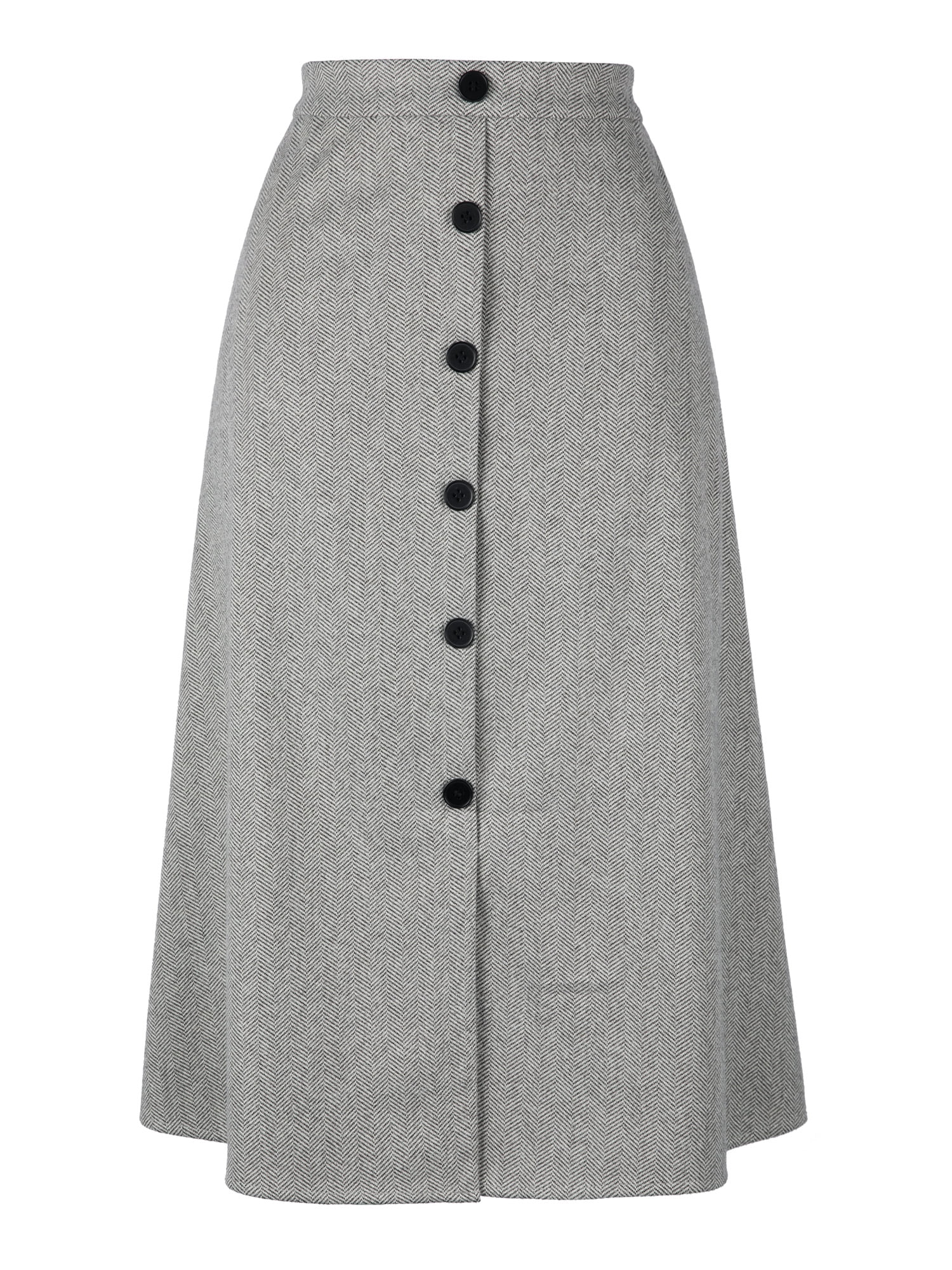 DARING DIVA Women's Work Midi High Waist Button Down Vintage Skirt XS Grey