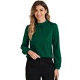 thumbnail image 1 of DARING DIVA Women's Work Office Mock Neck Long Sleeve Blouse XS Dark Green, 1 of 6