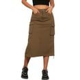 thumbnail image 1 of DARING DIVA Women's Y2K Adjustable Casual A-Line Midi Jean Skirt M Brown, 1 of 5