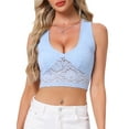 thumbnail image 1 of DARING DIVA Women's Y2K Bralettes V Neck Lace Tank Tops M Baby Blue, 1 of 6