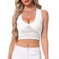 thumbnail image 1 of DARING DIVA Women's Y2K Bralettes V Neck Lace Tank Tops XL White, 1 of 6
