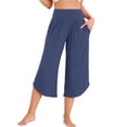 thumbnail image 1 of DARING DIVA Women's Yoga Cropped Casual Pants with Pockets M Navy, 1 of 7