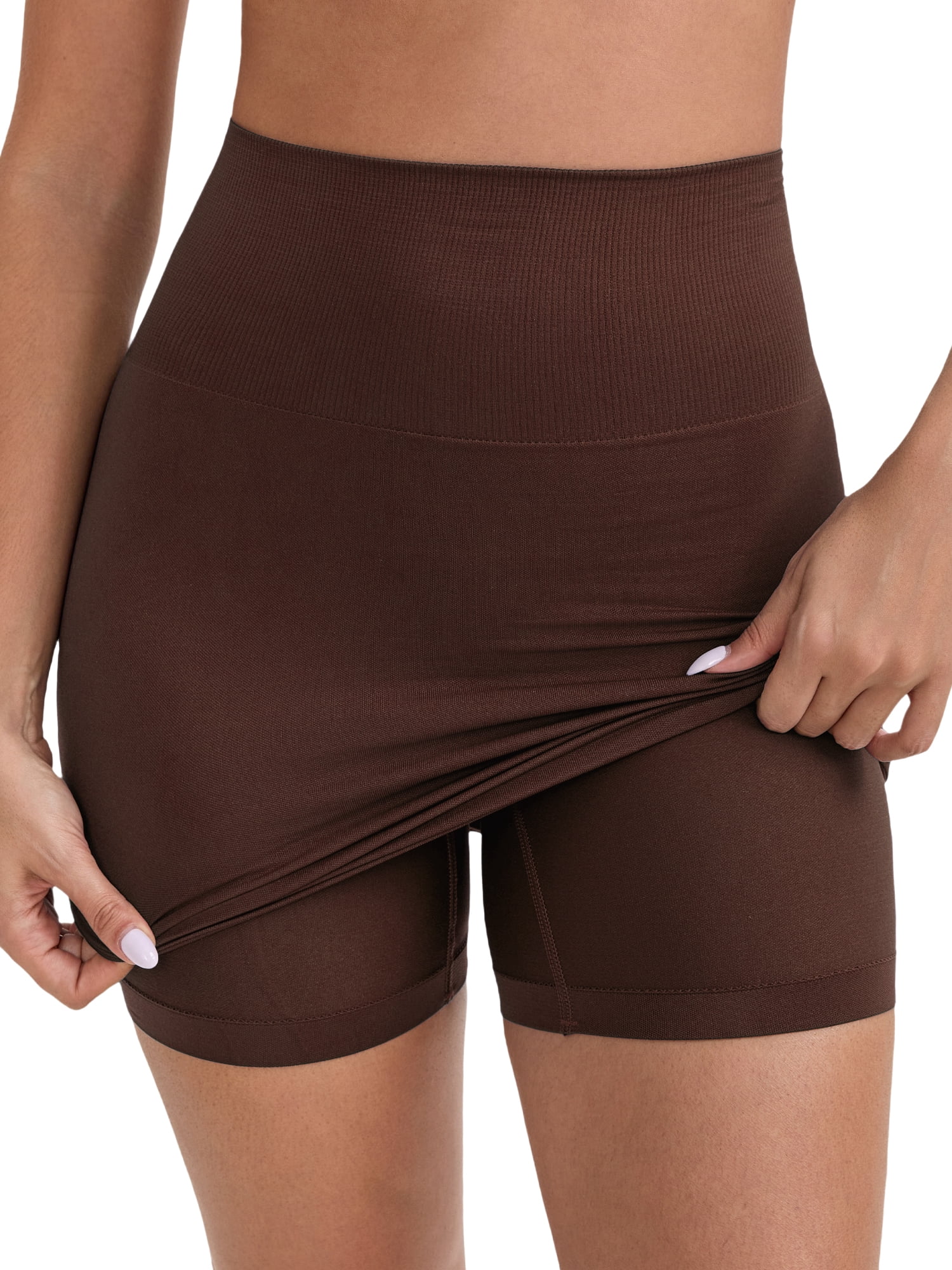 DARING DIVA Women's with Leggings Tummy Control High-Waisted Half Slip S Dark Brown