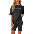 thumbnail image 1 of DARING DIVA Womens 2 Pieces Biker Shorts Set Outfits T-Shirt Lounge Wear M Black, 1 of 7