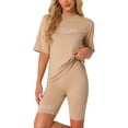thumbnail image 1 of DARING DIVA Womens 2 Pieces Biker Shorts Set Outfits T-Shirt Lounge Wear XL Khaki, 1 of 6
