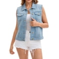 thumbnail image 1 of DARING DIVA Womens Denim Vest Button Down Jacket Sleeveless Jean Jacket S Light Blue, 1 of 7