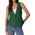 thumbnail image 1 of DARING DIVA Womens Linen Vest Loose Sleeveless Blazer Lightweight Jacket S Green, 1 of 6