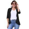 thumbnail image 1 of DARING DIVA Womens Open Front 3/4 Sleeve Draped Ruffles Eyelet Cardigans XL Black, 1 of 6
