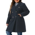 thumbnail image 1 of DARING DIVA Womens Plus Size Winter Pea Coat Double Breasted Notch Lapel 1X Navy Blue, 1 of 6