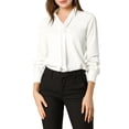 thumbnail image 1 of DARING DIVA Work Office Blouse Pleated Top Shirt M White, 1 of 6