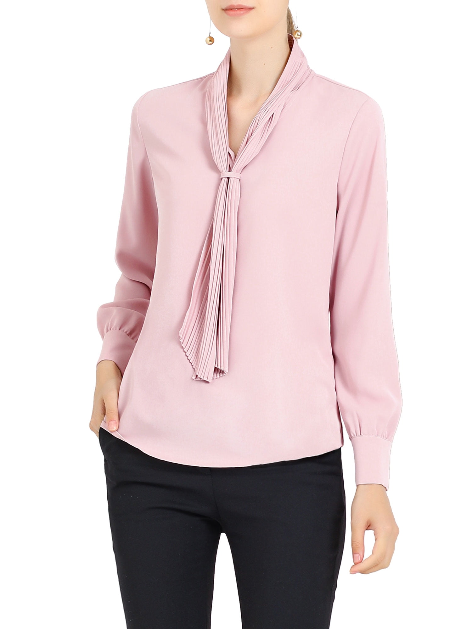 DARING DIVA Work Office Blouse Pleated Top Shirt S Pink
