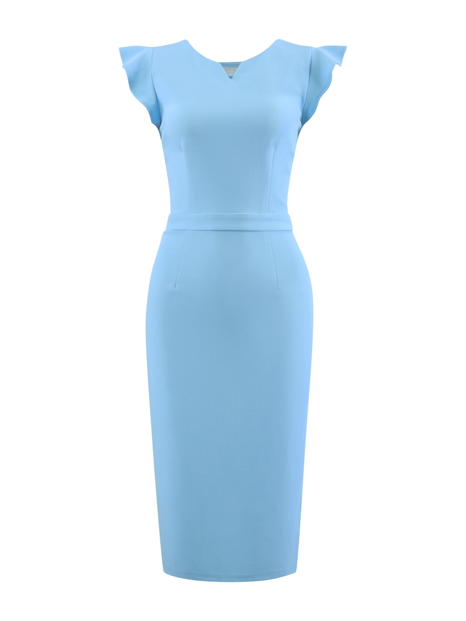 DARING DIVA Work Pencil Cap Sleeve 1950s Dress M Blue