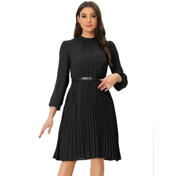 DARING DIVA Work Shirt Long Sleeve Pleated Midi Dress XS Black