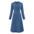 thumbnail image 1 of DARING DIVA Wrap A-Line Pleated Midi Long Sleev Dress XL Blue, 1 of 6