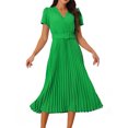 thumbnail image 1 of DARING DIVA Wrap V Neck Flowy Pleated Midi Dress M Green, 1 of 6