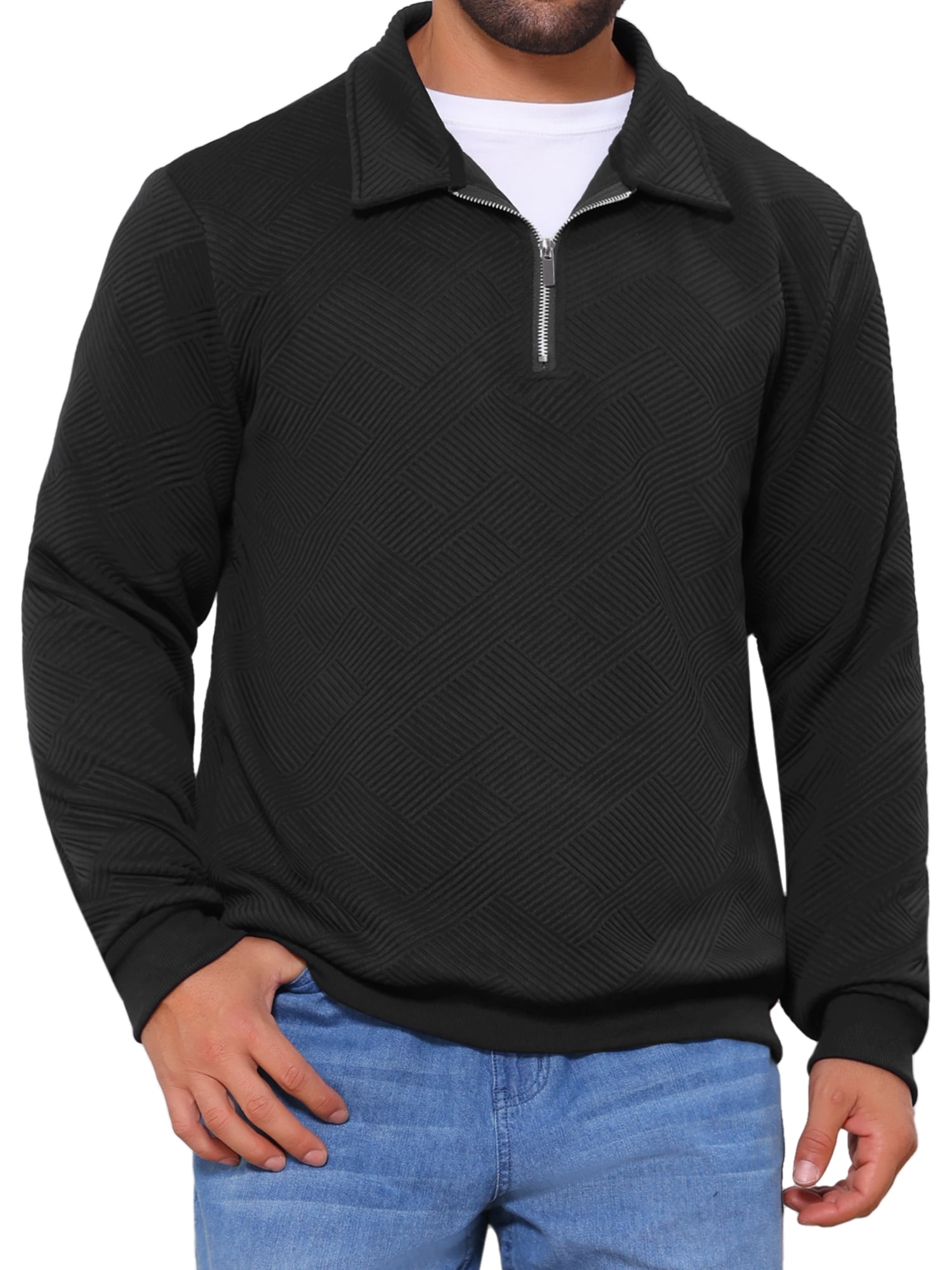 DARING DIVA Zip Pullover Long Sleeve Knitted Sweatshirts XL Black