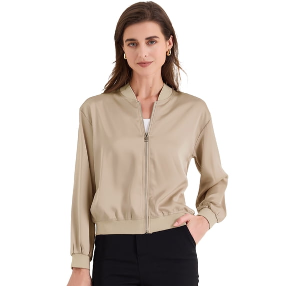DARING DIVA Zip Up Coat Long Sleeve Outerwear Lightweight Top XS Champagne
