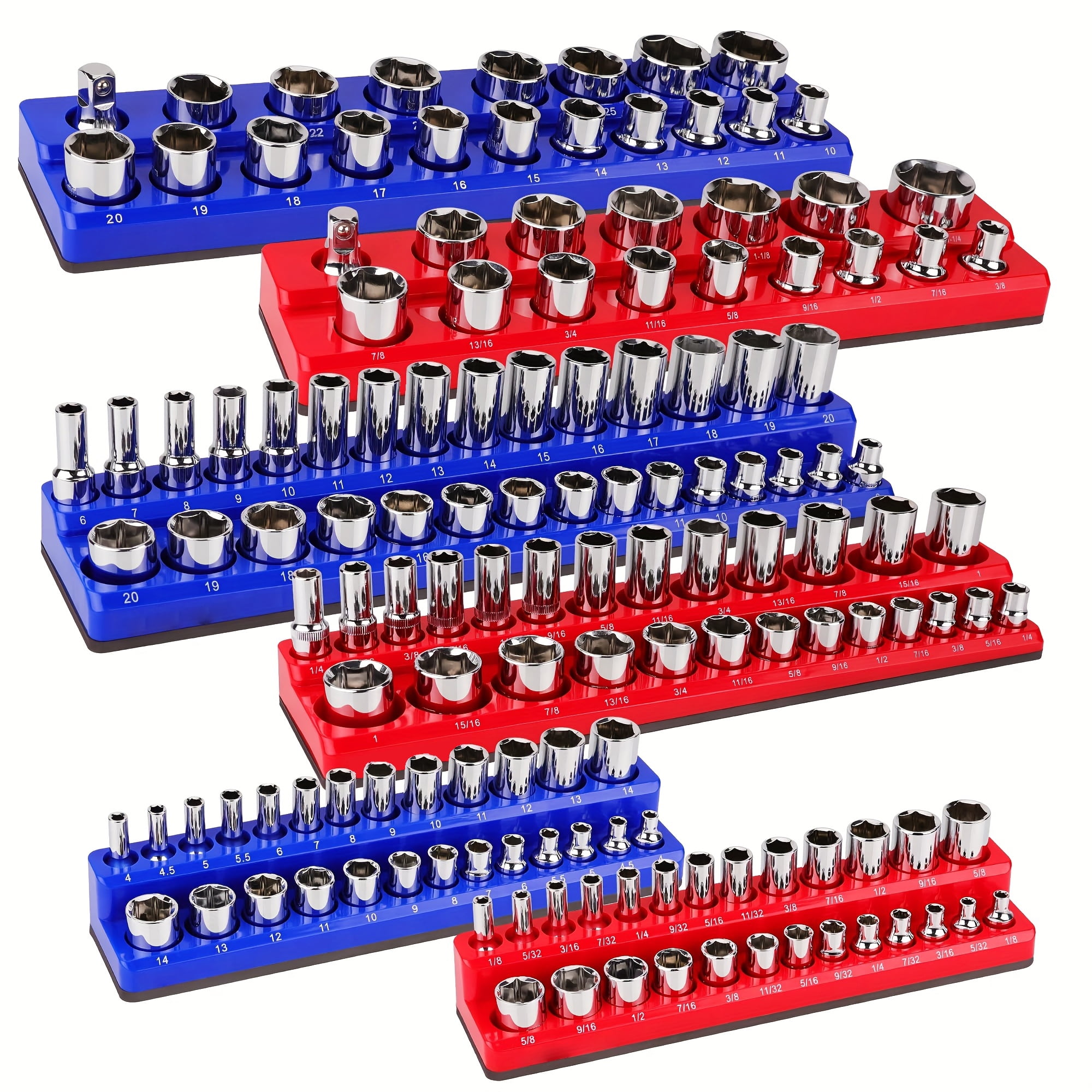 DARK DUCK 6-Piece Magnetic Socket Organizer Set, Magnetic Socket Holder ...