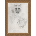 thumbnail image 1 of DARK-EYED CAT 24x18 Gold Ornate Wood Framed Canvas Art by Louis Wain, 1 of 2