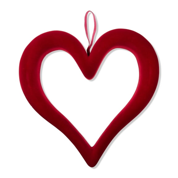 Flocked Heart Wreath, Dark Red, 15", Valentine's Day by Way To Celebrate