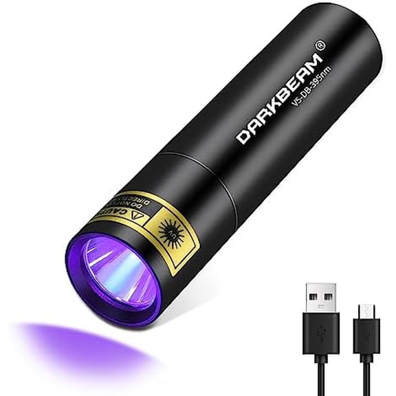 DARKBEAM Flashlight UV Black Light 395 NM, Mini but Powerful USB- C LED Rechargeable Woods Lamp, Ultraviolet Flashlights for Pet Dog Urine, Stains Detection/Resin Curing/Fluorescent Agent