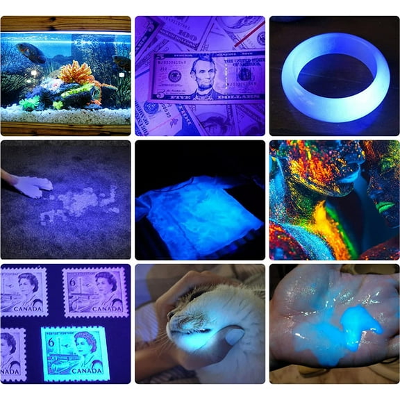 DARKBEAM UV 365nm Light Flashlight 2 Packs Wood's lamp Blacklight LED Portable Mini Handheld Torch Detector for Dog Urine Pet 370nm Anti-counterfeiting Identification, Resin Curing