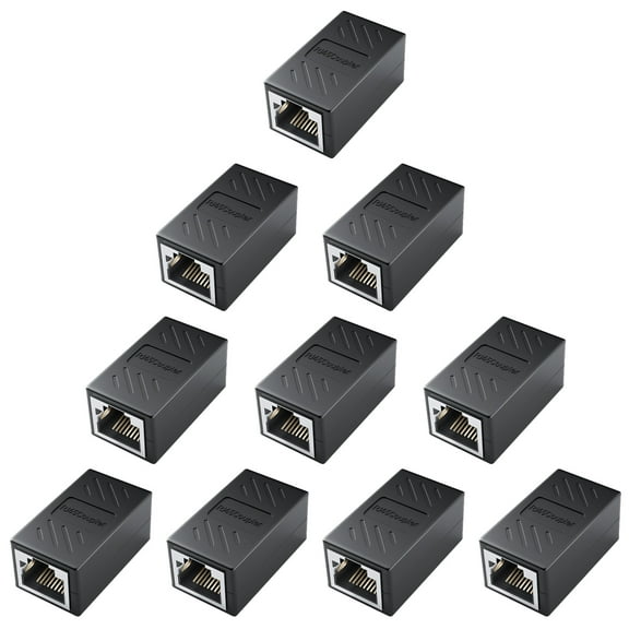 DARKROCK Network Coupler 10 Packs Ethernet Coupler RJ45 Coupler for Cat7/Cat6/Cat5e/Cat5 Ethernet Cable Extender Adapter High Speed Data Transfer Plug-and-Play with Easy Snap-in Retaining Clip